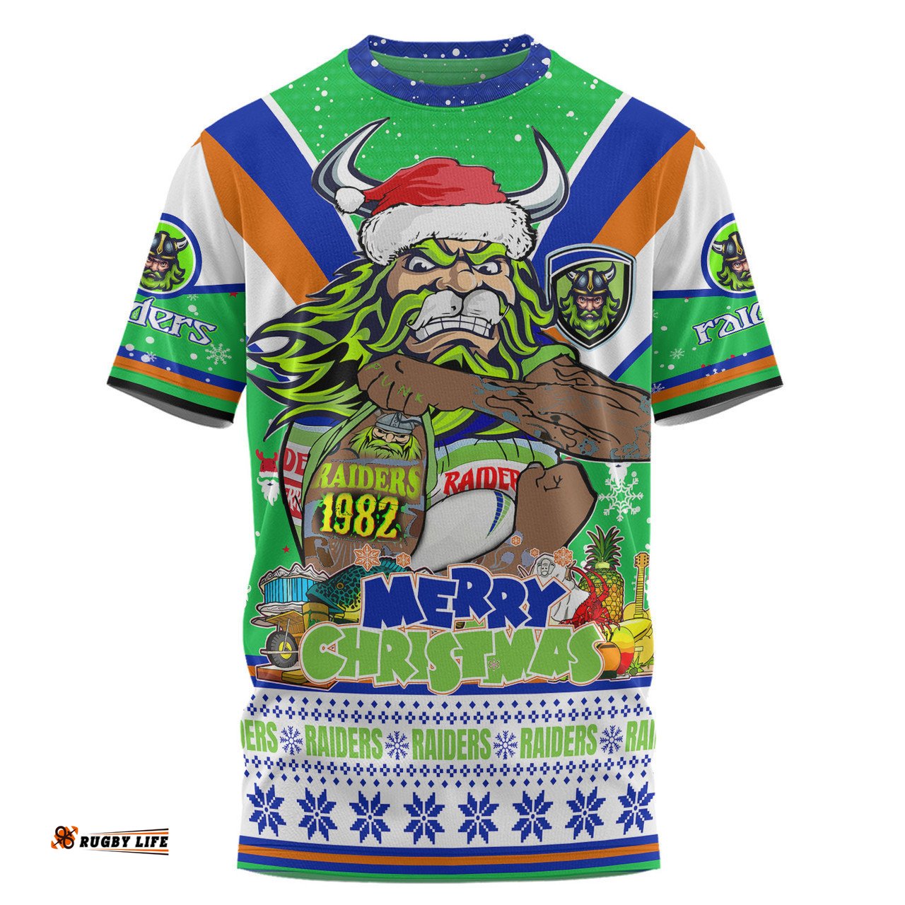 Amazing Aussie Canberra Raiders Christmas Custom T-shirt - Canberra Viking Santa Aussie Big Things T-shirt