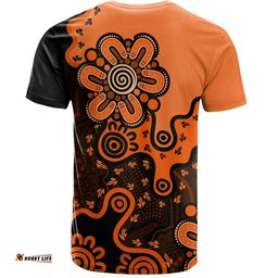 Amazing Aussie Australia T-Shirt Aboriginal Style Of Background Blue (Grey,Orange)