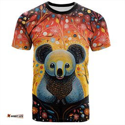 Amazing Aussie Australia Koala Custom T-shirt - Aboriginal Koala With Flowers T-shirt