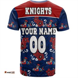 Amazing Aussie Newcastle Knights Custom T-Shirt - Knights With Maori Patterns T-Shirt
