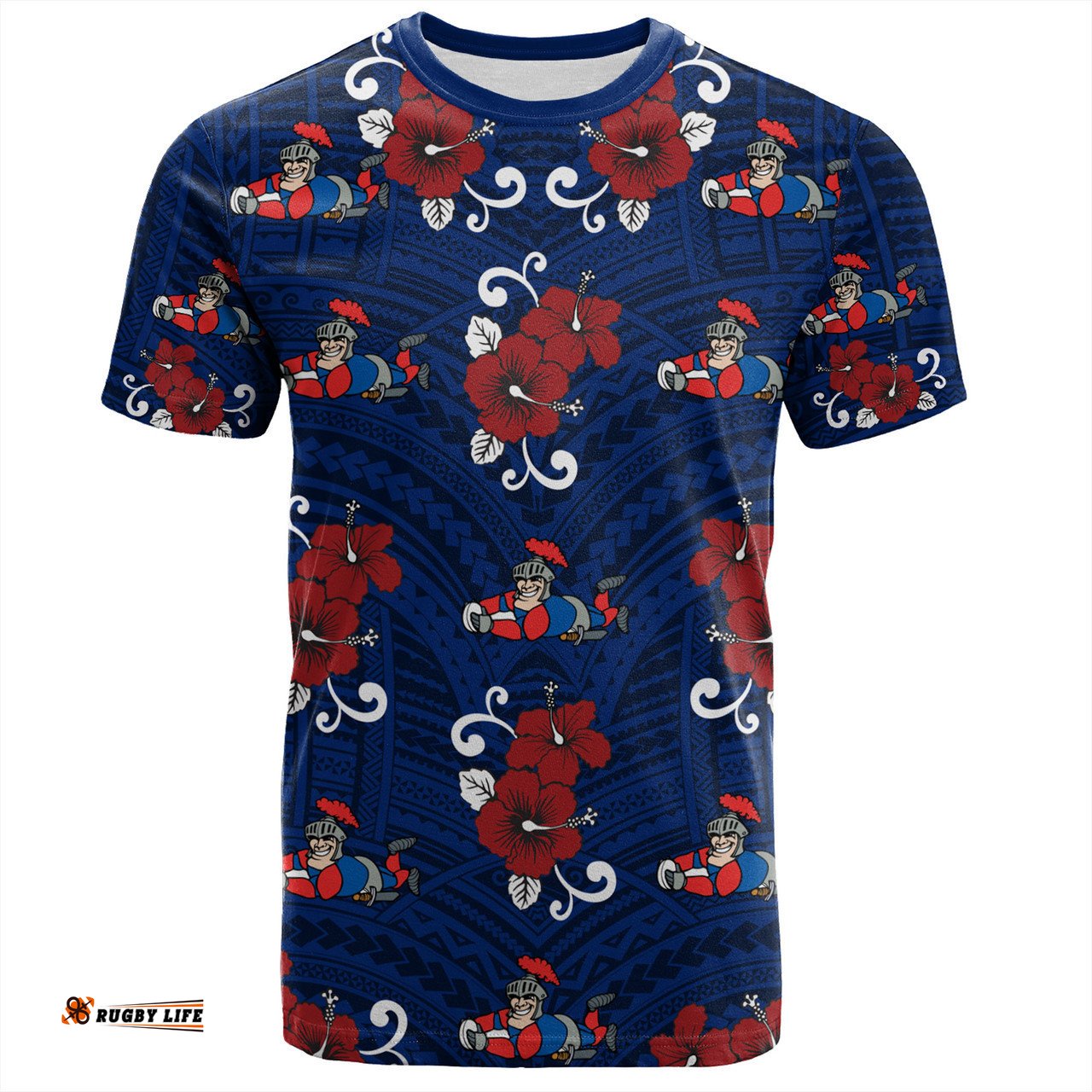 Amazing Aussie Newcastle Knights Custom T-Shirt - Knights With Maori Patterns T-Shirt