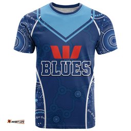 personalised indigenous nsw blues rugby t shirt state of origin blue dynamic