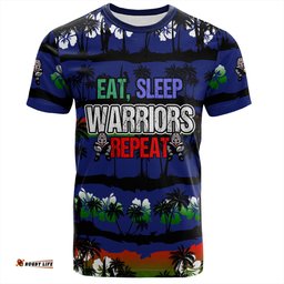 Amazing Aussie New Zealand Warriors Sport T-Shirt - Eat Sleep Repeat With Tropical Patterns