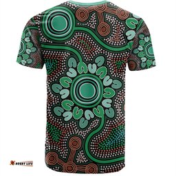 Amazing Aussie Australia Aboriginal T-shirt - Aboriginal Green Dot Art Inspired T-shirt