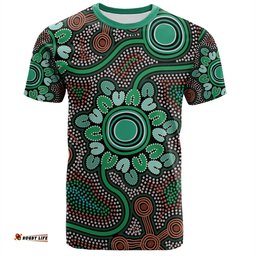 Amazing Aussie Australia Aboriginal T-shirt - Aboriginal Green Dot Art Inspired T-shirt