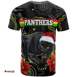 Amazing Aussie Penrith Panthers Christmas T-shirt - Custom Penrith Panthers Aboriginal Inspired Xmas T-shirt