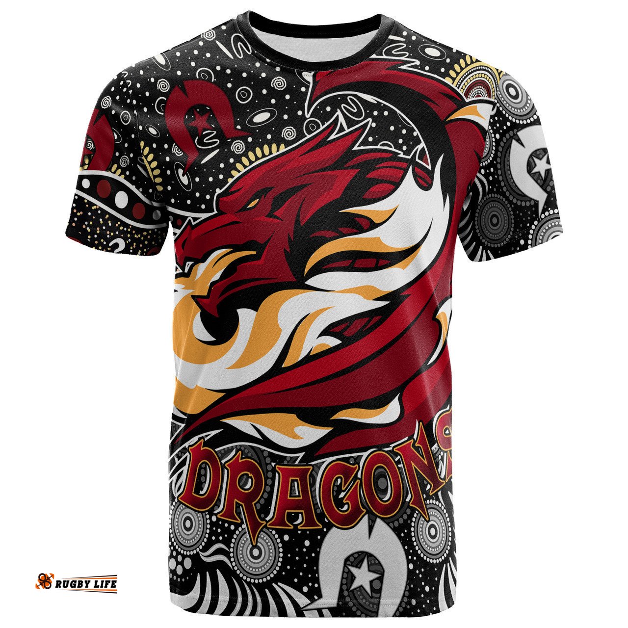 Amazing Aussie St. George Illawarra Dragons T-Shirt - Custom Dragon Aboriginal Inspired Pattern Naidoc Week T-Shirt