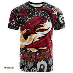 Amazing Aussie St. George Illawarra Dragons T-Shirt - Custom Dragon Aboriginal Inspired Pattern Naidoc Week T-Shirt