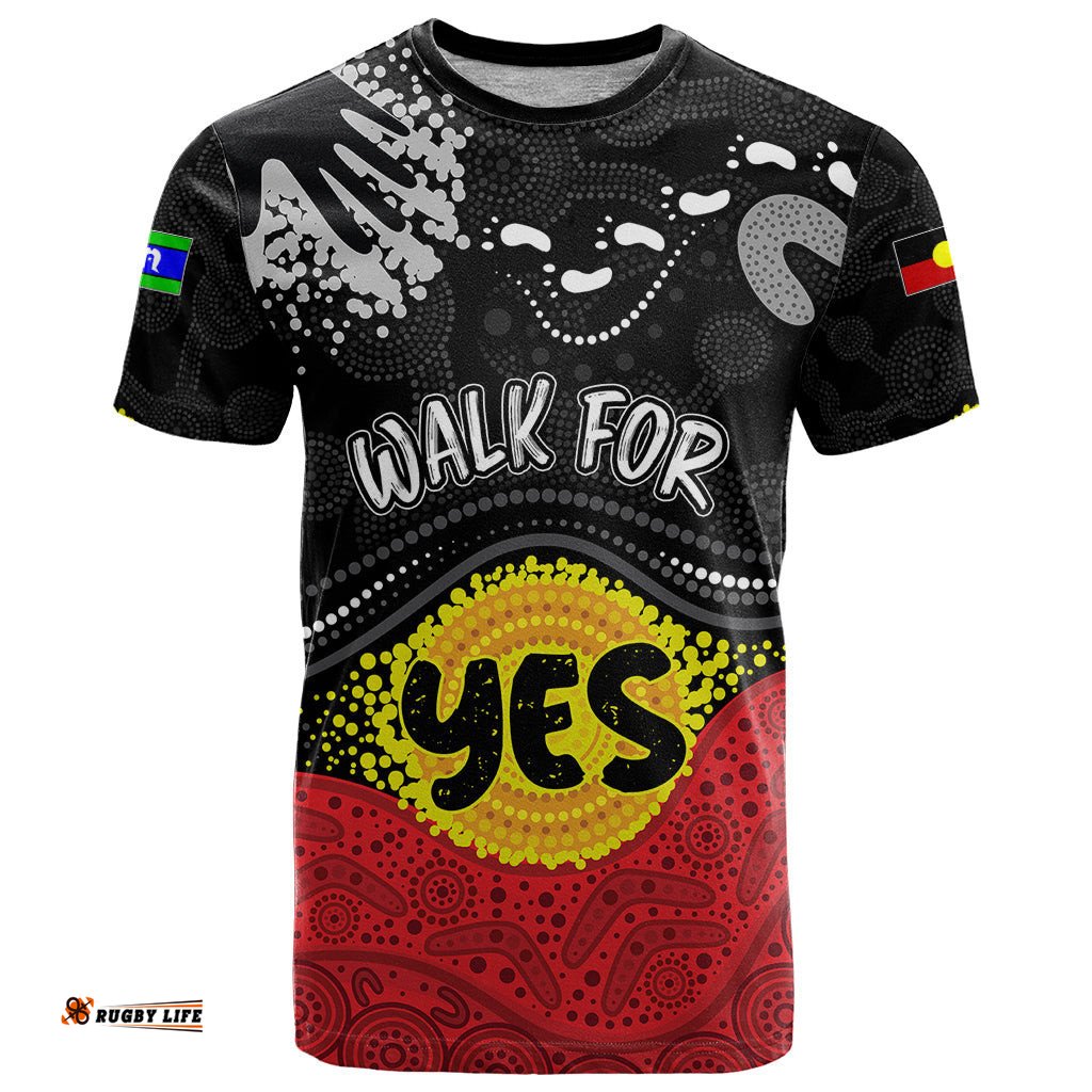 personalised australia indigenous t shirt walk for yes 2023 aboriginal flag style
