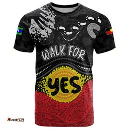 personalised australia indigenous t shirt walk for yes 2023 aboriginal flag style