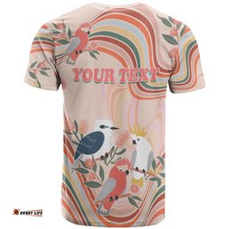 personalised australia hippie christmas t shirt cockatoo kookaburra with wattle pink peach style