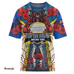 Amazing Aussie North Queensland Cowboys Anzac Custom T-Shirt - North Queensland Cowboys Anzac Day Commemoration Poppy Flower T-Shirt