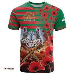 personalised rabbitohs rugby anzac t shirt starry night and field of poppies