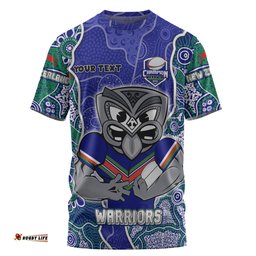 Amazing Aussie New Zealand Warriors Grand Final Custom T-shirt - Custom New Zealand Warriors With Contemporary Style Of Aboriginal Painting  T-shirt
