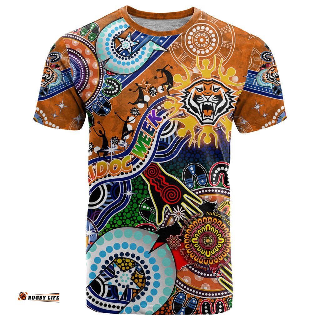 personalised tigers naidoc week 2024 t shirt australia aboriginal dot painting dt02