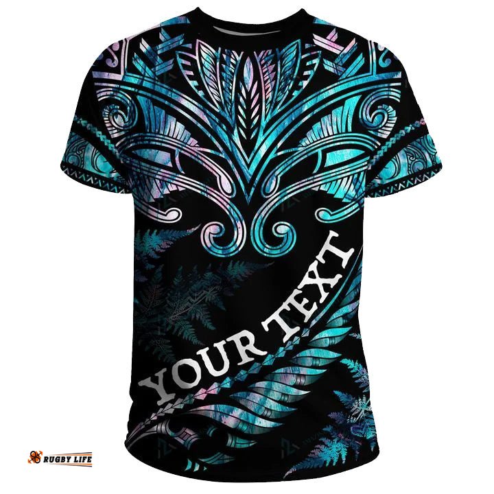 custom personalised aotearoa t shirt maori fern paua shell rlt13