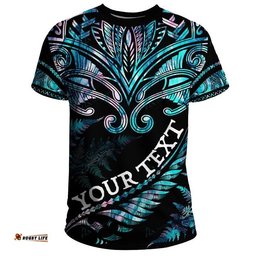 custom personalised aotearoa t shirt maori fern paua shell rlt13