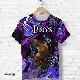 custom personalised australian astrology t shirt pisces platypus zodiac aboriginal vibes purple