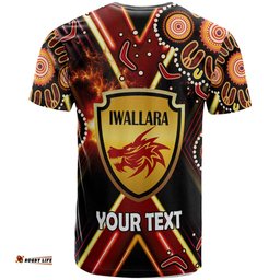 Amazing Aussie St. George Illawarra Dragons T-shirt - Custom Dragon Mascot Illawarra with Aboriginal Inspired Art Player And Number T-shirt
