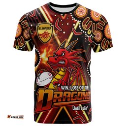 Amazing Aussie St. George Illawarra Dragons T-shirt - Custom Dragon Mascot Illawarra with Aboriginal Inspired Art Player And Number T-shirt