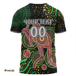 Amazing Aussie Australia Kangaroo Aboriginal Custom T-shirt - Aboriginal Plant With Kangaroo Colorful Art T-shirt
