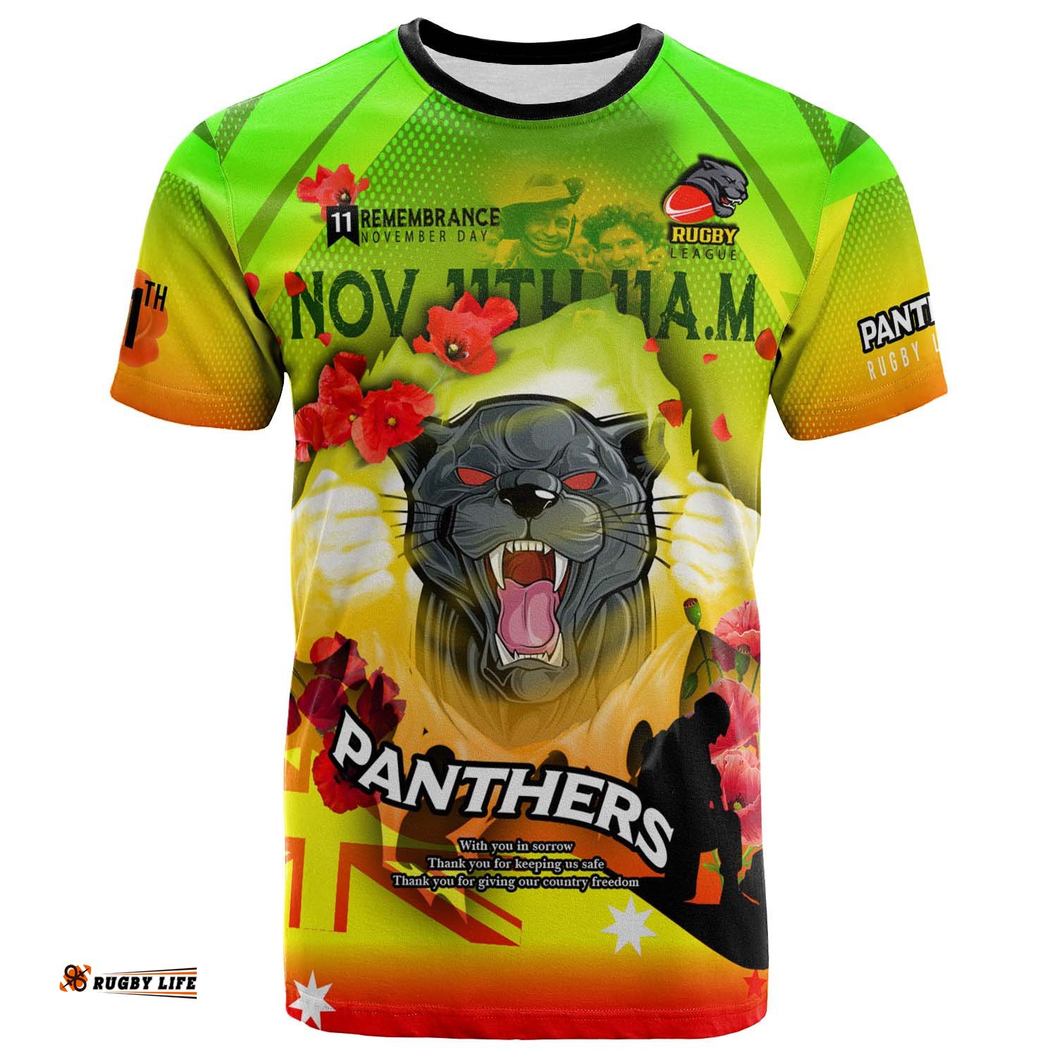 panthers rugby t shirt custom panthers remembrance day lest we forget poppies t shirt