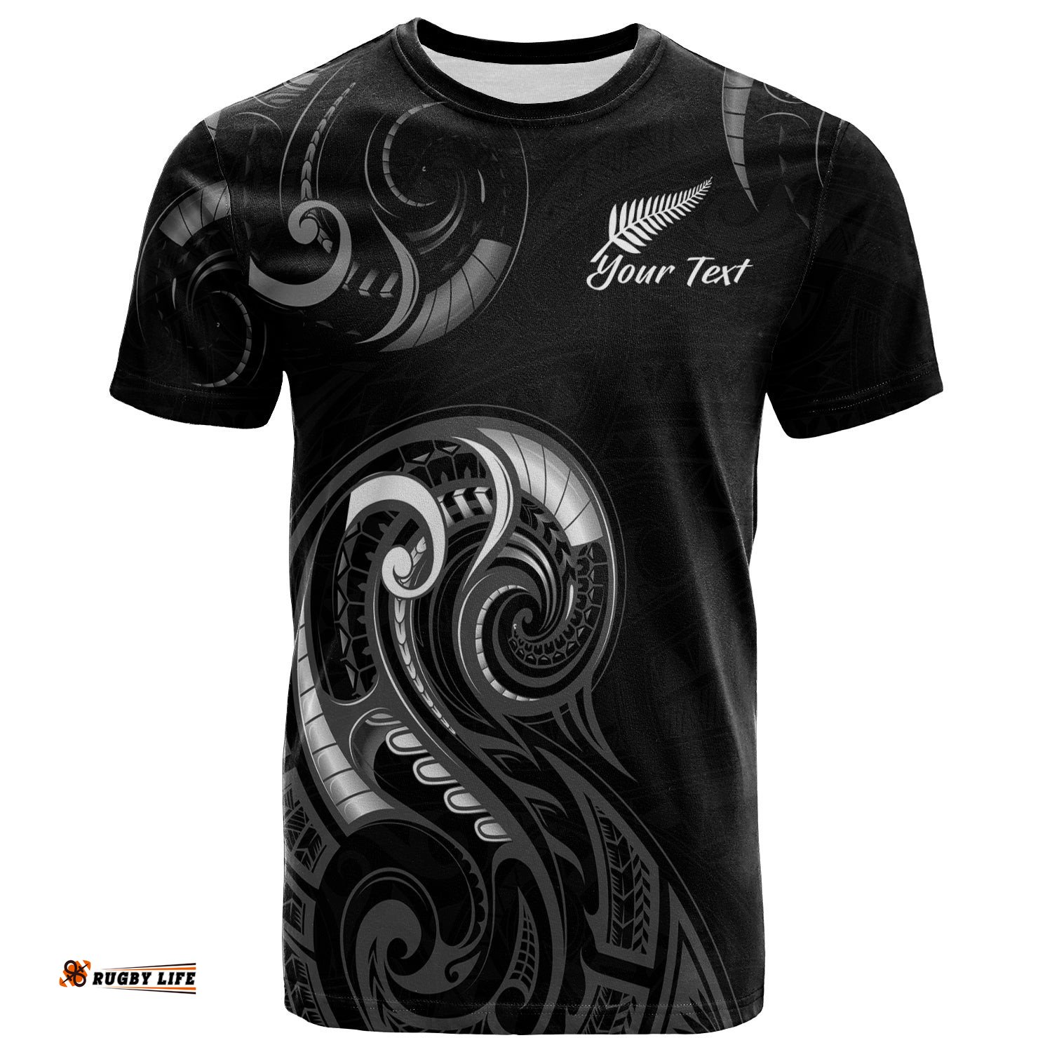 custom personalised aotearoa fern t shirt maori pattern version black