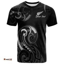 custom personalised aotearoa fern t shirt maori pattern version black