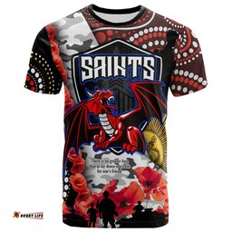 Amazing Aussie Australia Illawarra and St George Anzac T-shirt - Aboriginal Inspired Pattern Anzac Flowers T-shirt