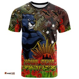 panthers rugby t shirt custom anzac panthers with remembrance poppy and indigenous patterns t shirt