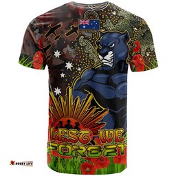 panthers rugby t shirt custom anzac panthers with remembrance poppy and indigenous patterns t shirt