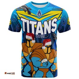 Amazing Aussie Gold Coast Titans Christmas Custom T-shirt - Gold Coast Titans Aboriginal Inspired Summer Vibes Christmas T-shirt