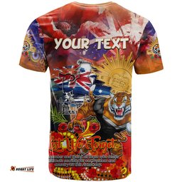 personalised australia rugby tigers anzac t shirt wests scratch style dt02