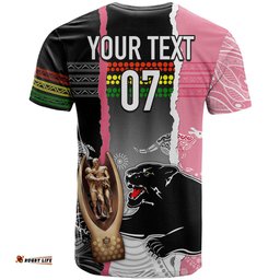 personalised panther rugby nrl premiers t shirt panther pride black pink aboriginal mix art
