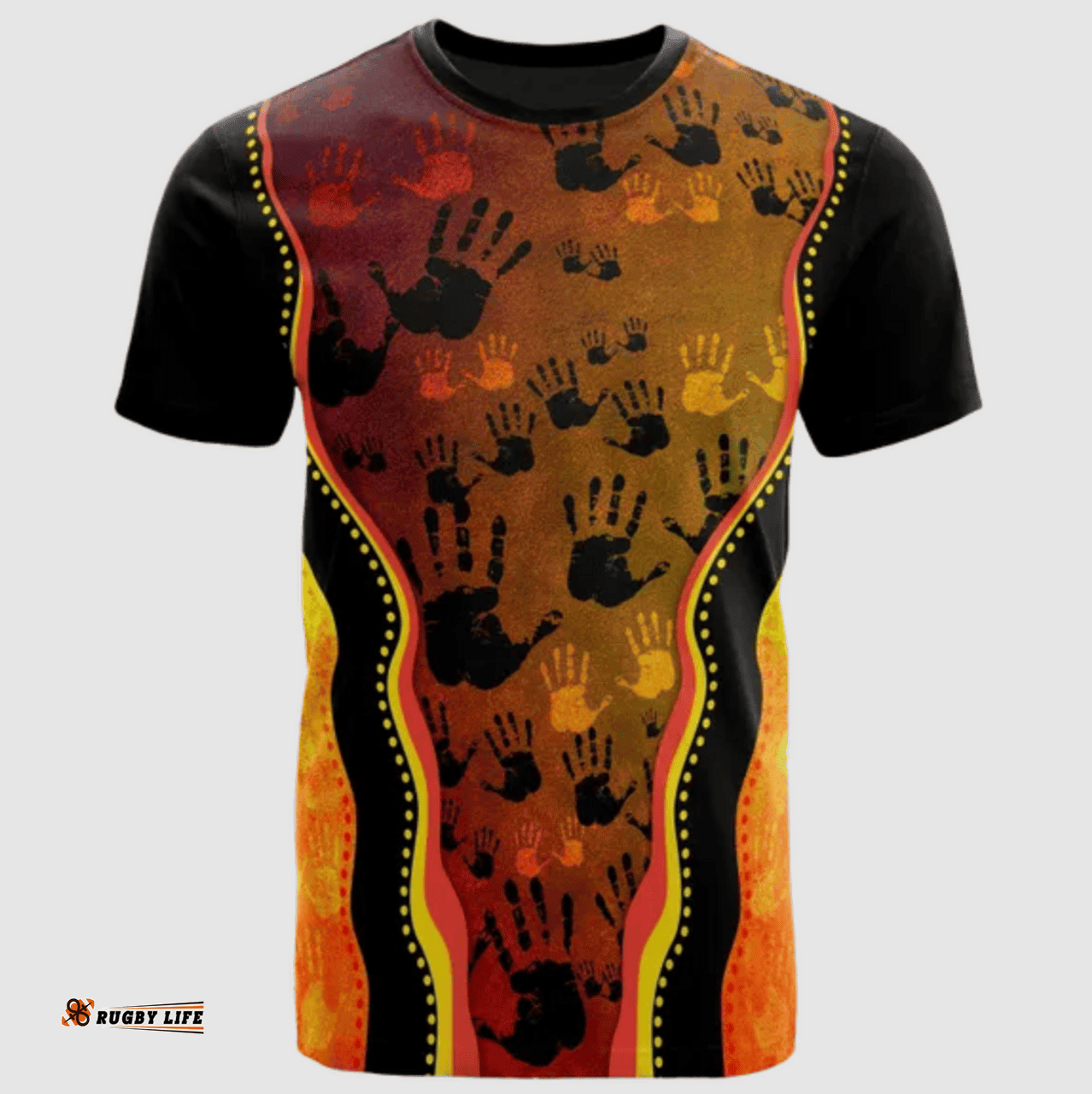 Amazing Aussie Australia Aboriginal Inspired T-Shirt - Indigenous Rock Painting Golden Style