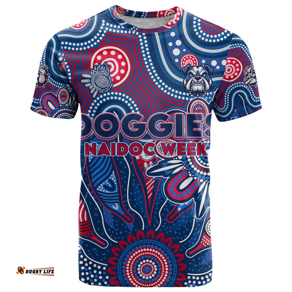 personalised bulldogs naidoc week 2024 t shirt aussie aboriginal art dt02