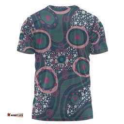 Amazing Aussie Australia Aboriginal T-shirt - Green Aboriginal Dot Art Inspired T-shirt