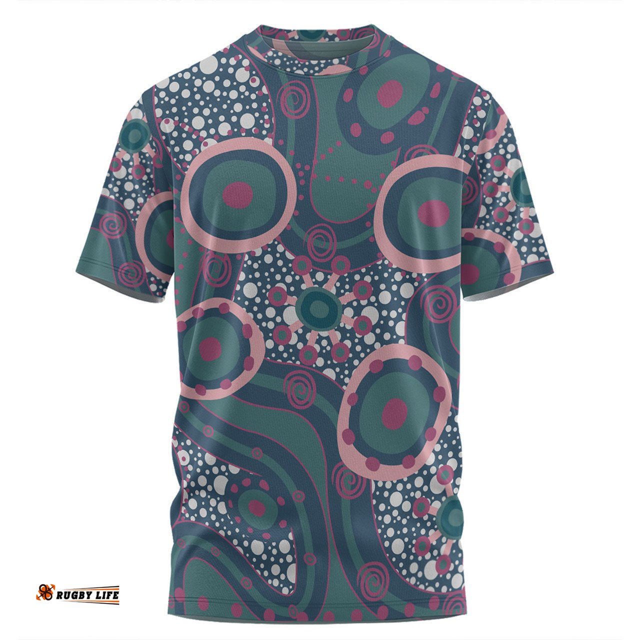 Amazing Aussie Australia Aboriginal T-shirt - Green Aboriginal Dot Art Inspired T-shirt