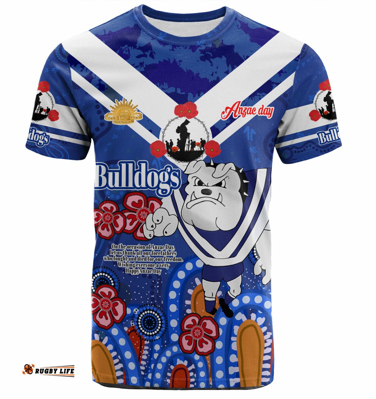 Amazing Aussie Canterbury-Bankstown Bulldogs Anzac Day Custom T-Shirt - Bulldogs Anzac Quotes T-Shirt