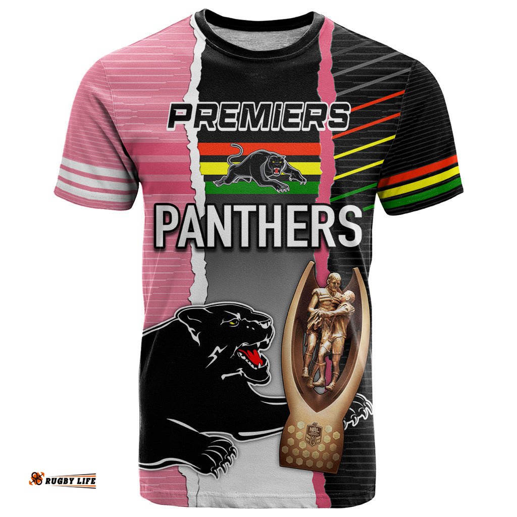 personalised panther rugby nrl premiers t shirt panther pride black pink sporty vibe