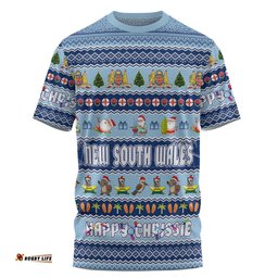 Amazing Aussie New South Wales Christmas Custom T-shirt - Happy Chrissie Ugly Style T-shirt