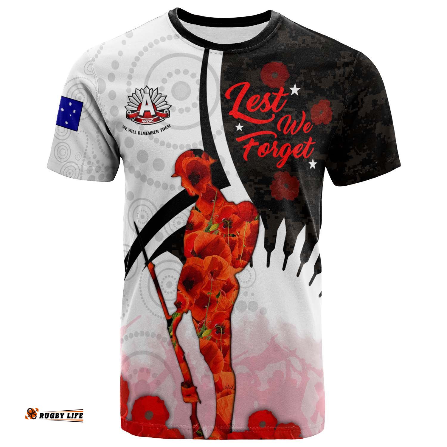 australia anzac day t shirt custom lest we forget poppies soldier blood in my heroes t shirt