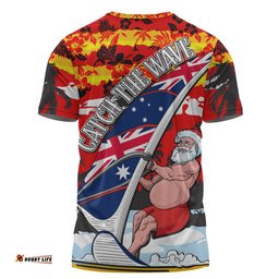 Amazing Aussie Australia Surfing Christmas T-shirt - Tropical Santa Catch The Wave T-shirt