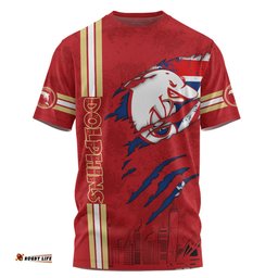 Amazing Aussie Redcliffe Dolphins T-Shirt - Happy Australia Day Flag Scratch Style