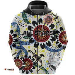custom personalised australia indigenous rugby zip hoodie all stars sporty style white custom text and number