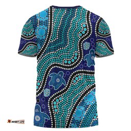 Amazing Aussie Australia Turtles Aboriginal Custom T-shirt - Dreamtime River And Turtles Dot Art Painting T-shirt
