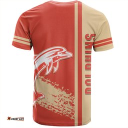 Amazing Aussie Redcliffe Dolphins T-Shirt - Redcliffe Dolphins Mascot Quater Style