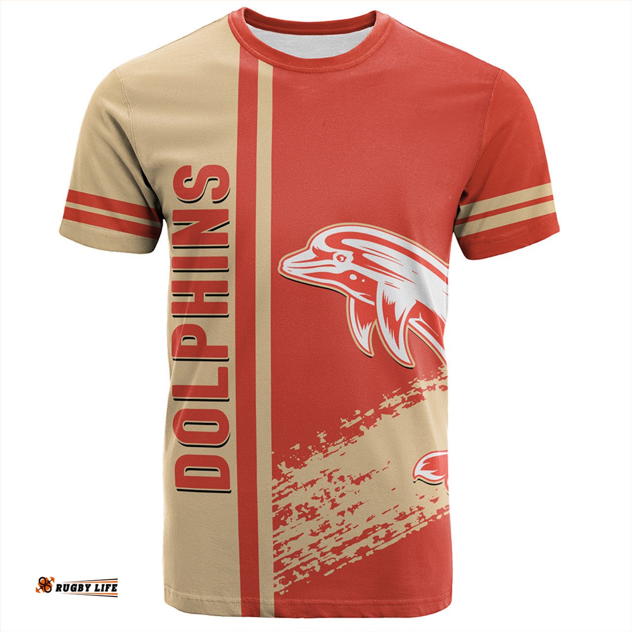 Amazing Aussie Redcliffe Dolphins T-Shirt - Redcliffe Dolphins Mascot Quater Style