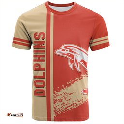 Amazing Aussie Redcliffe Dolphins T-Shirt - Redcliffe Dolphins Mascot Quater Style