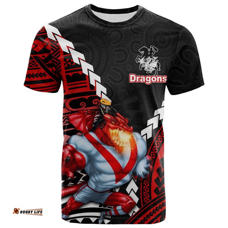 dragons rugby t shirt mix polynesian